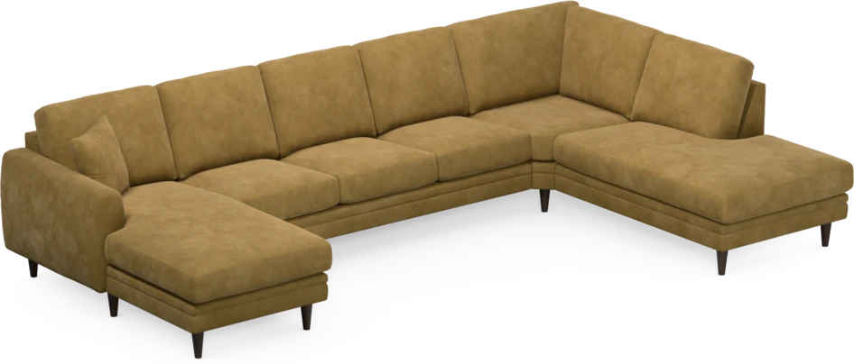 Eden - 3-sits soffa med schäslong vänster och divan höger - Gul