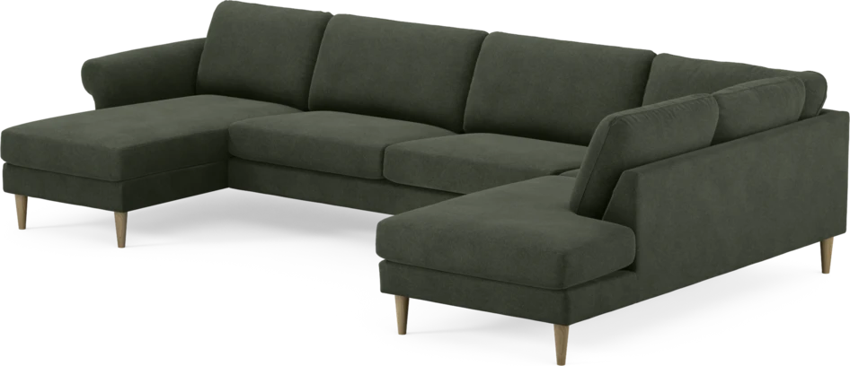Bridge - 3-sits soffa med schäslong vänster och divan höger - Grön
