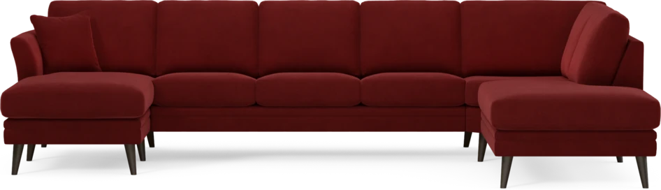 Eden - 3-sits soffa med schäslong vänster och divan höger - Röd