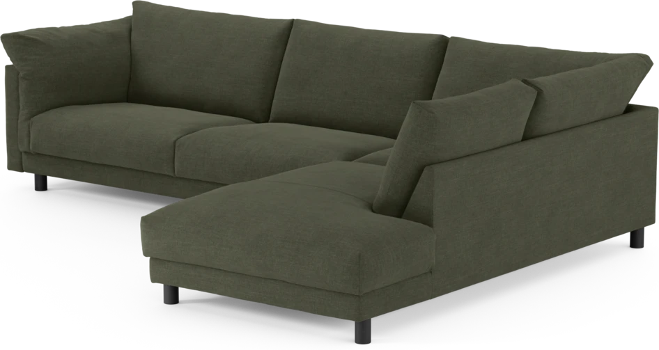Cherrie - 3-sits soffa med divan höger, fast klädsel - Grön