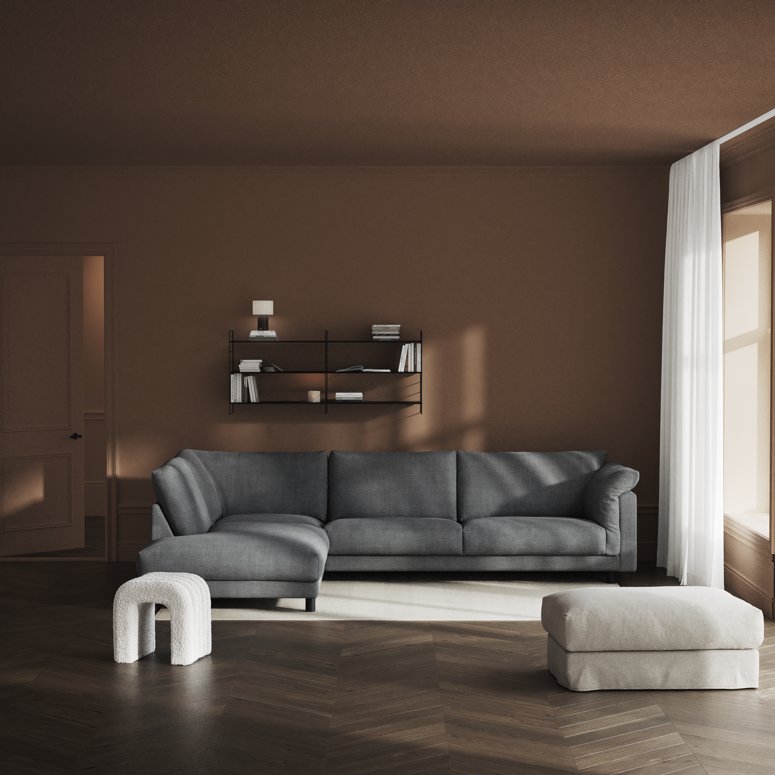 Cherrie - 3-sits soffa med divan vänster, fast klädsel - inspiration