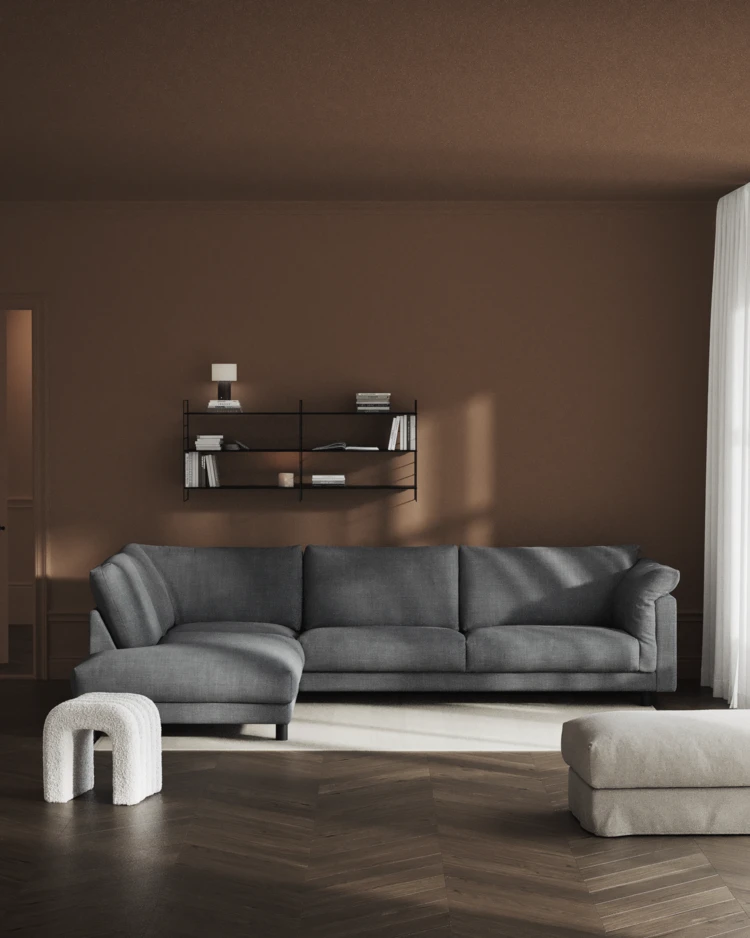 Cherrie - 3-sits soffa med divan vänster, fast klädsel - inspiration