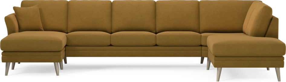 Eden - 3-sits soffa med schäslong vänster och divan höger - Gul