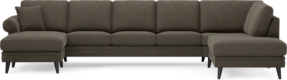 Eden - 3-sits soffa med schäslong vänster och divan höger - Brun