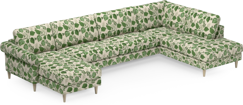 Bridge - 3-sits soffa med schäslong vänster och divan höger - Grön
