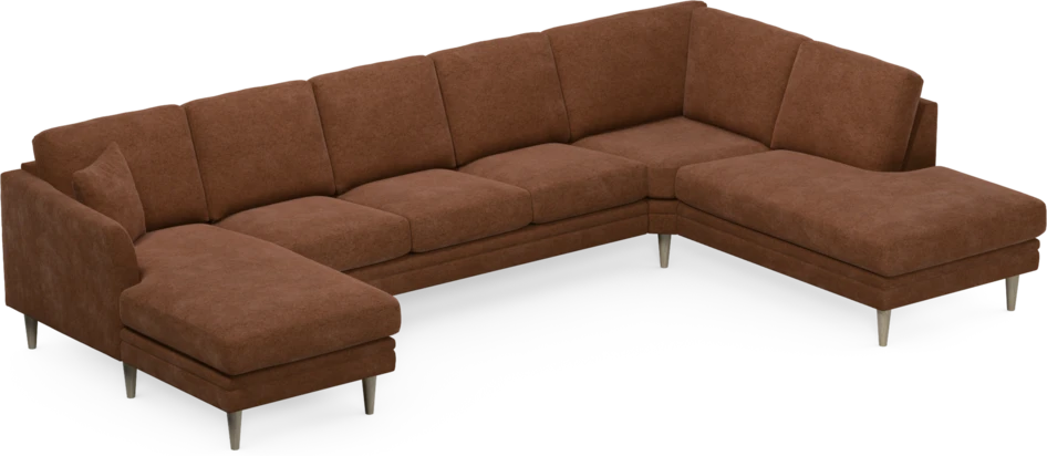 Eden - 3-sits soffa med schäslong vänster och divan höger - Orange