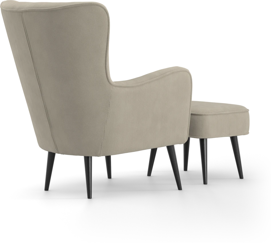 Cordelia - Fåtölj med fotpall - Beige