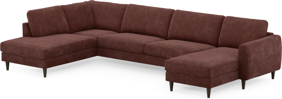 Bridge - 3-sits soffa med divan vänster och schäslong höger - Röd