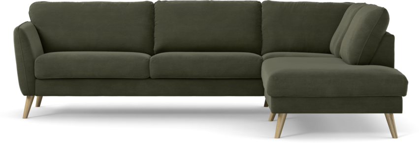 Bridge - 3-sits soffa med divan höger - Grön