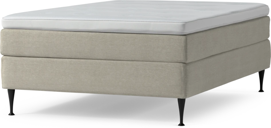Delux Sense - Kontinentalsäng, enkelsäng 140 cm med bäddmadrass och sängben - Beige