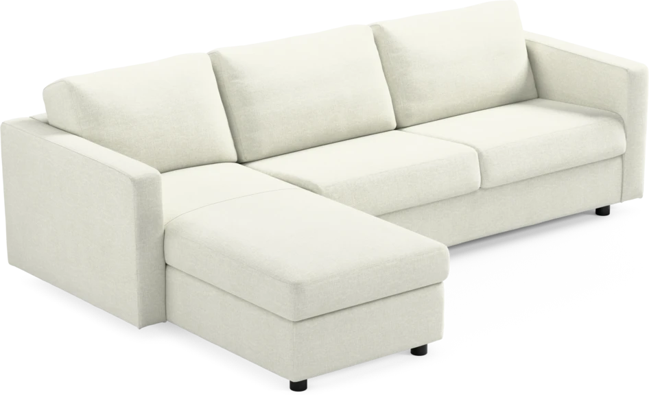 Lindö - Bäddsoffa 2,5-sits med schäslong, vändbar - Vit