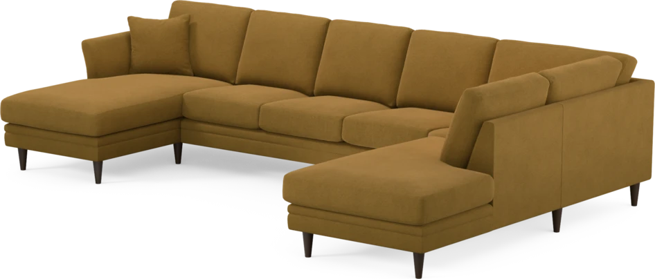 Eden - 3-sits soffa med schäslong vänster och divan höger - Gul