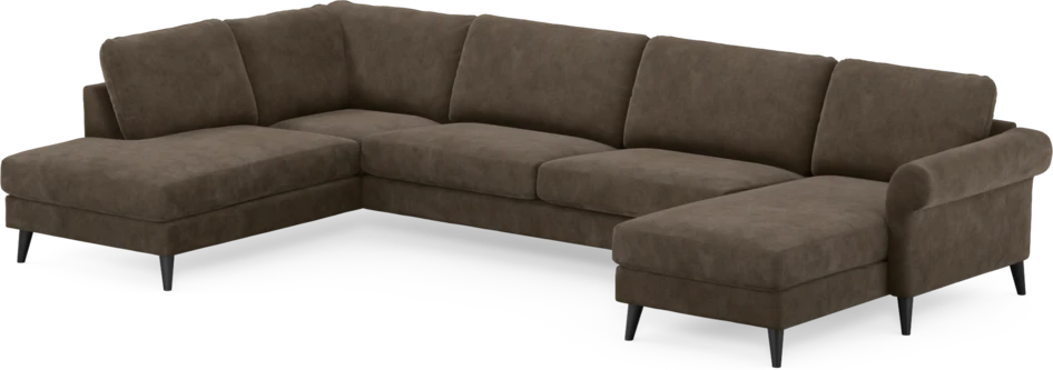 Bridge - 3-sits soffa med divan vänster och schäslong höger - Brun