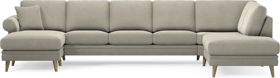 Eden - 3-sits soffa med schäslong vänster och divan höger - Brun