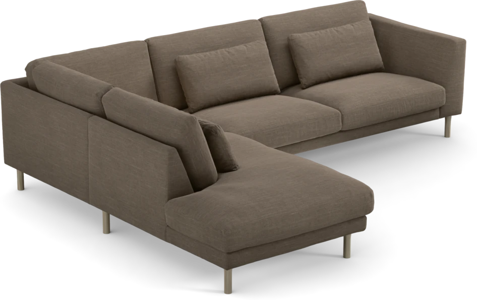 Willow - 3-sits soffa med divan vänster, fast klädsel - Brun