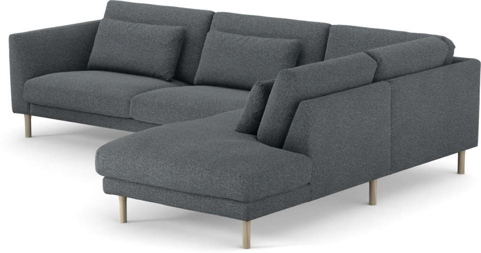 Willow - 3-sits soffa med divan höger, fast klädsel - Blå