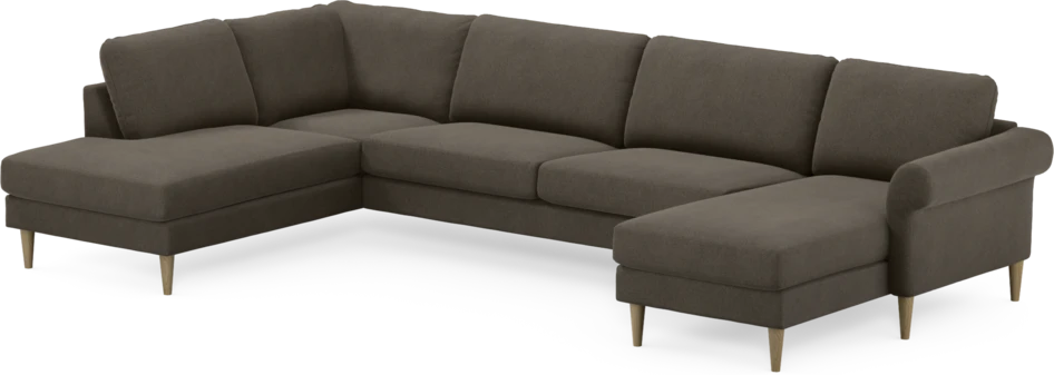 Bridge - 3-sits soffa med divan vänster och schäslong höger - Brun