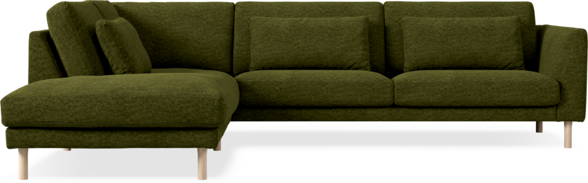 Willow - 3-sits soffa med divan vänster, fast klädsel - Grön