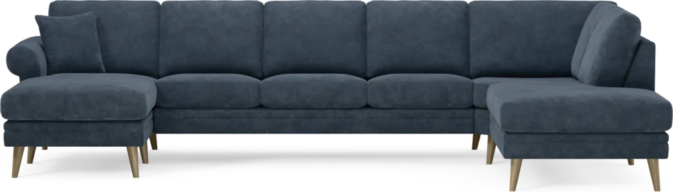 Eden - 3-sits soffa med schäslong vänster och divan höger - Blå