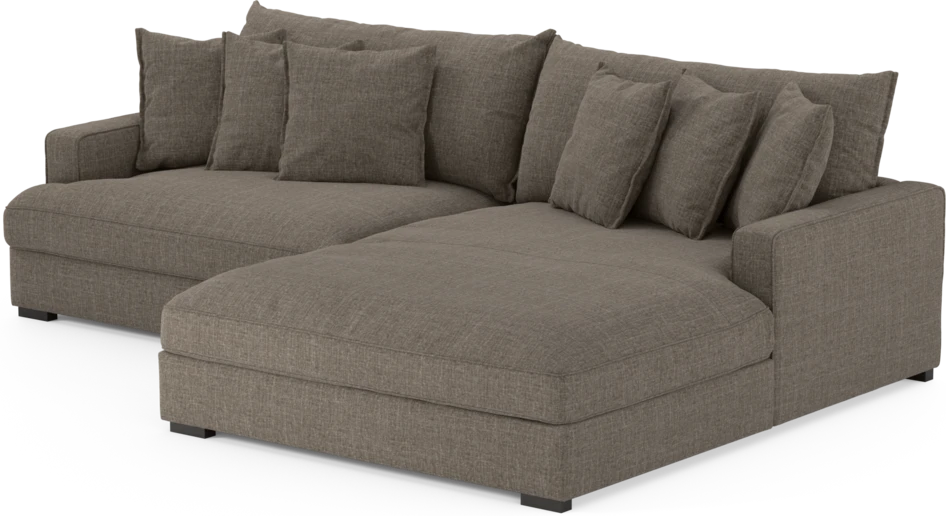 Rossi - 2-sits soffa med schäslong XL höger - Brun