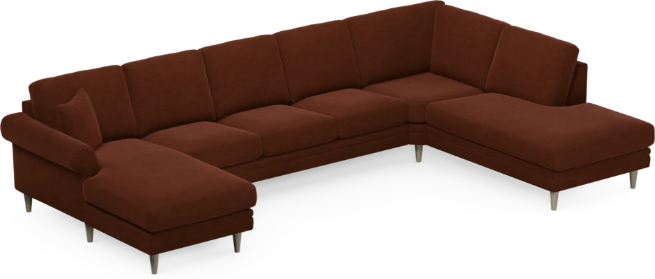 Eden - 3-sits soffa med schäslong vänster och divan höger - Orange