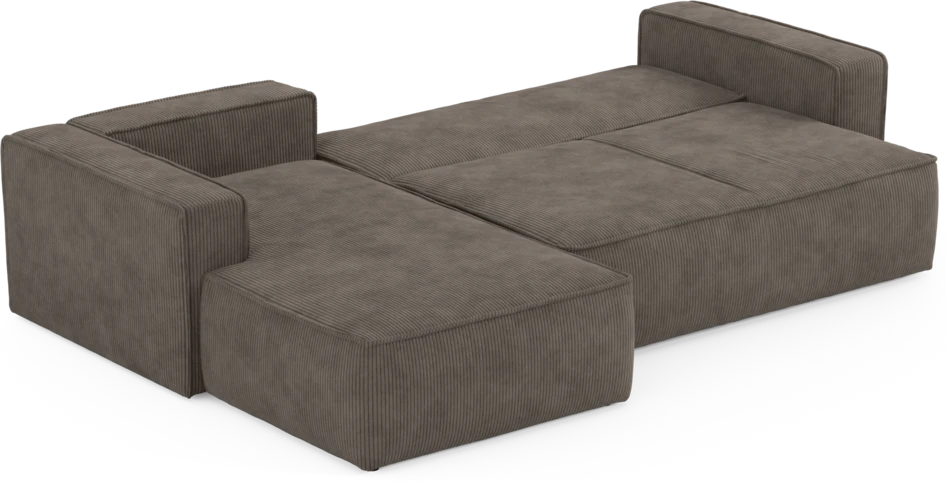 Ide - Bäddsoffa 3-sits med schäslong vänster - Brun