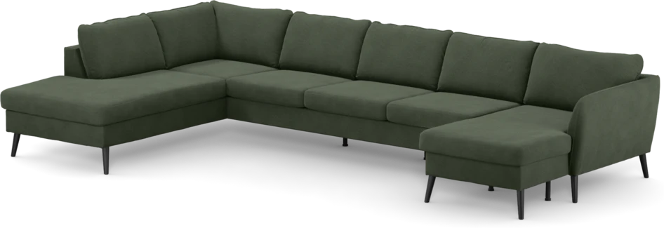County - 4-sits soffa med divan vänster och schäslong höger - Grön