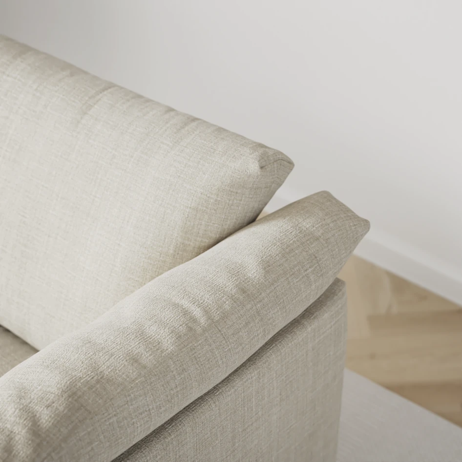 Cherrie - 3-sits soffa med schäslong vänster, fast klädsel - Beige