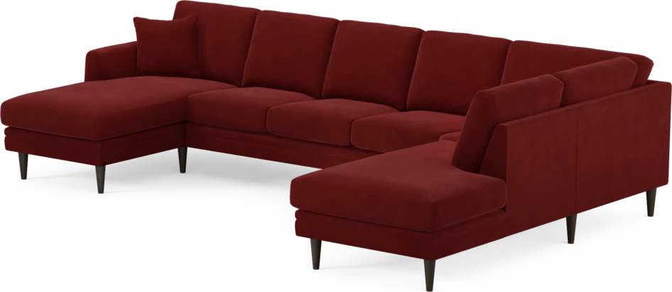Eden - 3-sits soffa med schäslong vänster och divan höger - Röd
