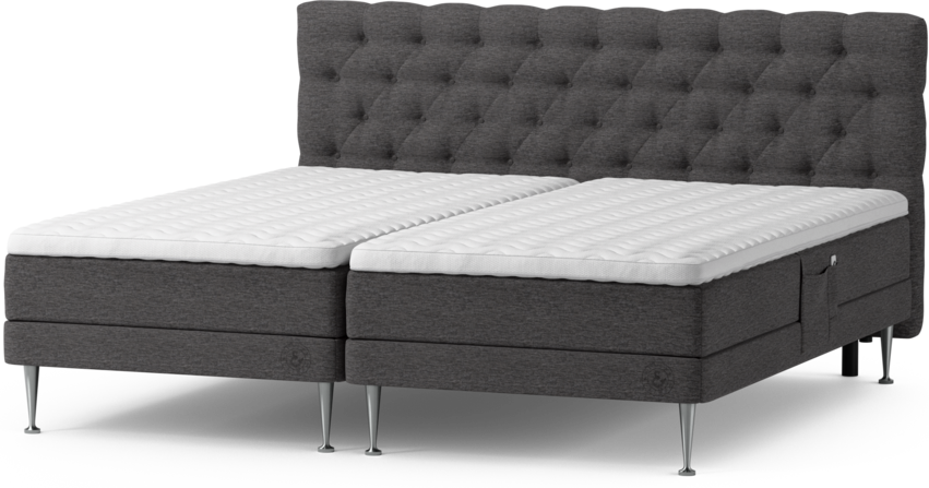 Särö Comfort - Ställbar säng, dubbelsäng med bäddmadrass och Pikerad Låg sänggavel