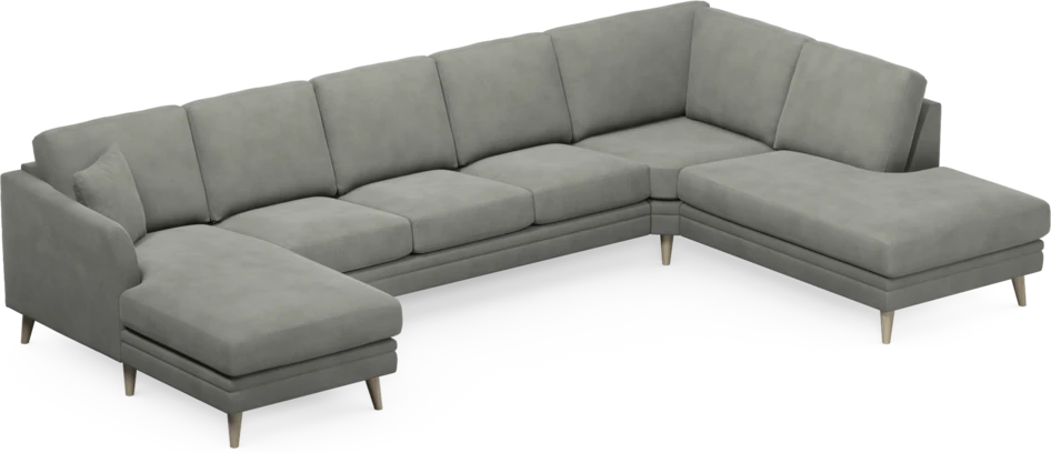 Eden - 3-sits soffa med schäslong vänster och divan höger - Grå