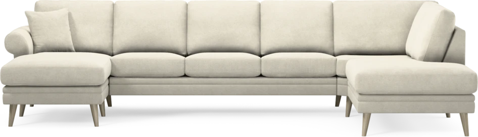 Eden - 3-sits soffa med schäslong vänster och divan höger - Vit
