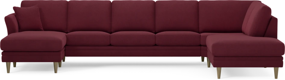 Eden - 3-sits soffa med schäslong vänster och divan höger - Röd
