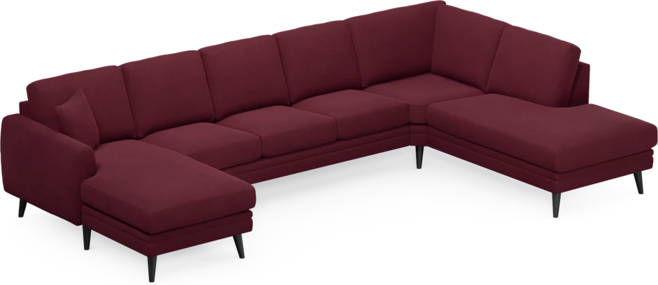 Eden - 3-sits soffa med schäslong vänster och divan höger - Röd
