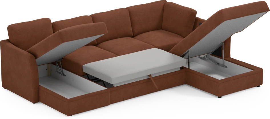 Öland - Bäddsoffa med schäslong vänster och divan höger - Orange