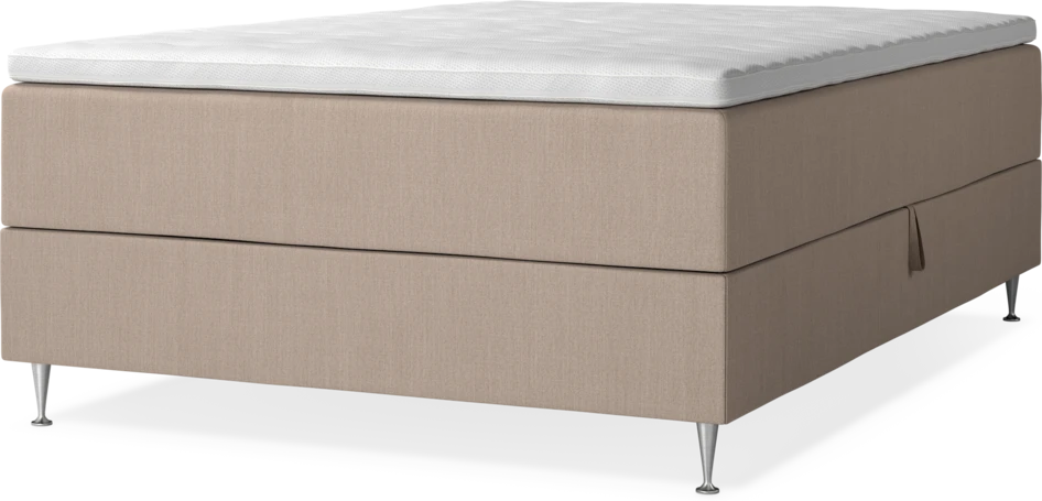 New York - Förvaringssäng, enkelsäng med bäddmadrass och sängben - Beige