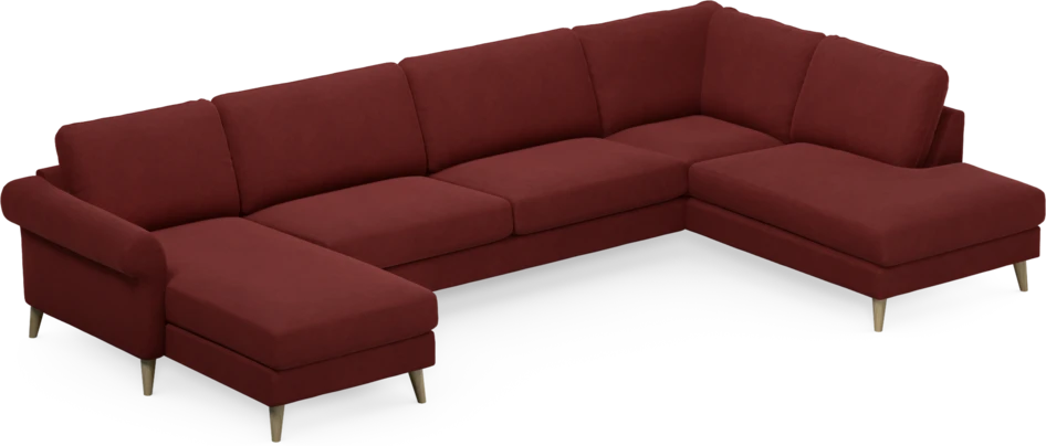 Bridge - 3-sits soffa med schäslong vänster och divan höger - Röd