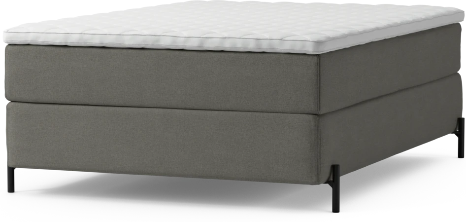 Delux Exclusive - Kontinentalsäng, enkelsäng 140 cm med bäddmadrass och sängben - Grå