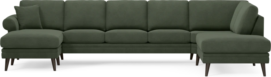 Eden - 3-sits soffa med schäslong vänster och divan höger - Grön