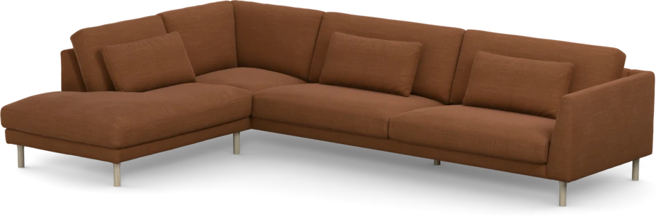 Willow - 4-sits soffa med divan vänster, fast klädsel - Orange
