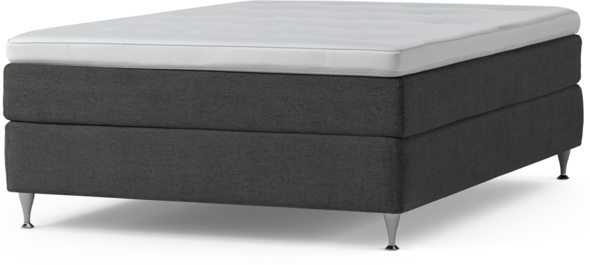 Delux Sense - Kontinentalsäng, enkelsäng 140 cm med bäddmadrass och sängben - Grå