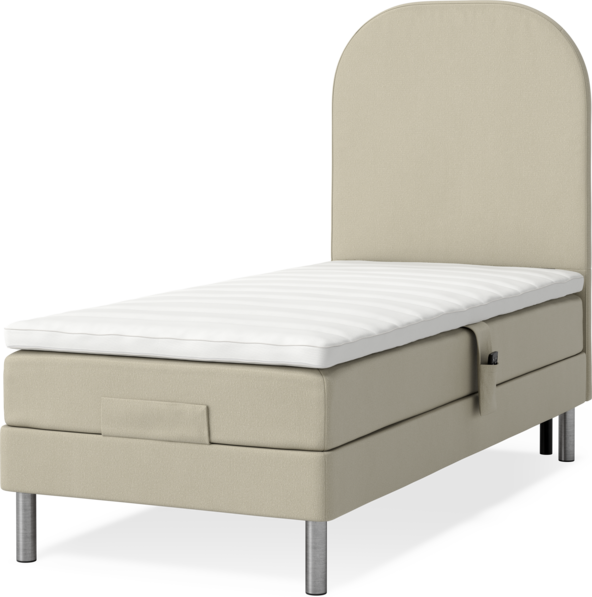 Roma Family - Ställbar säng, enkelsäng med bäddmadrass och sänggavel slät, B 90-120 - Beige