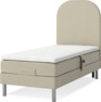 Roma Family - Ställbar säng, enkelsäng med bäddmadrass och sänggavel slät, B 90-120 - Beige