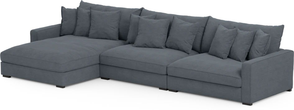 Rossi - 4-sits soffa med schäslong XL vänster - Blå