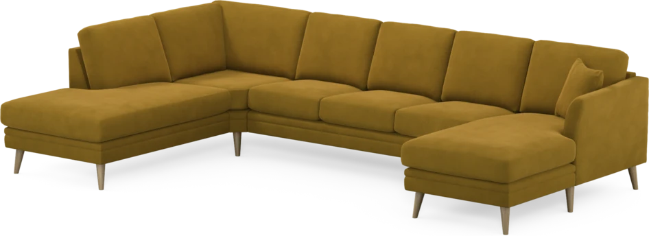 Eden - 3-sits soffa med divan vänster och schäslong höger - Gul