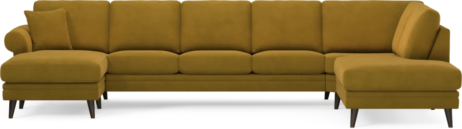 Eden - 3-sits soffa med schäslong vänster och divan höger - Gul