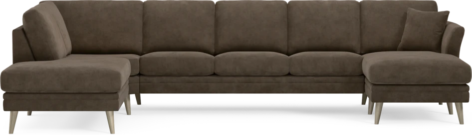 Eden - 3-sits soffa med divan vänster och schäslong höger - Brun