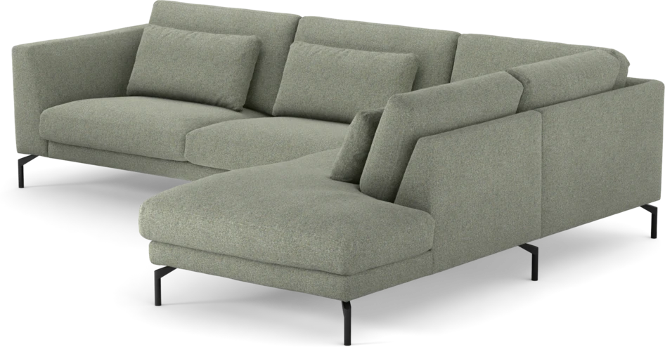 Willow - 3-sits soffa med divan höger, fast klädsel - Grön