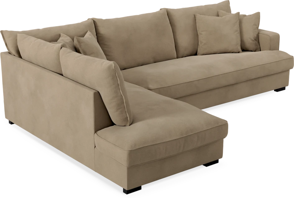 Mila - 3-sits soffa med divan vänster, hel dyna - Beige