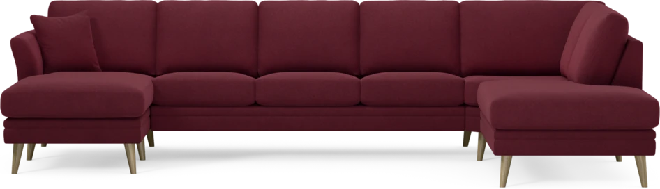 Eden - 3-sits soffa med schäslong vänster och divan höger - Röd